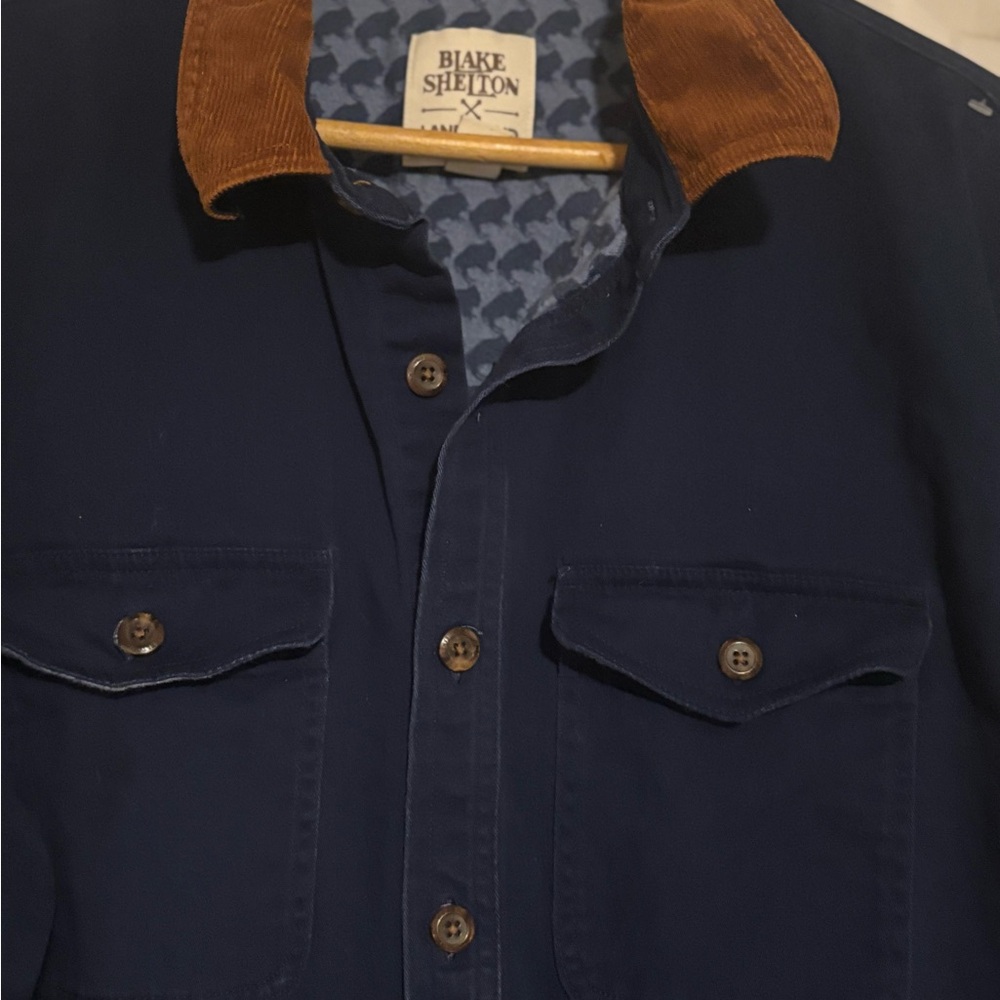 Lands' End Blake Shelton Collab Men's Blue Barn Coat Corduroy Collar XL Tall